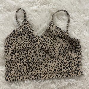 Brandy Melville Leopard Print Bra - Black and Tan